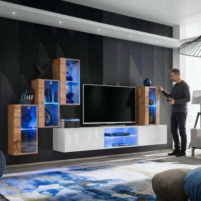 3x Wandschrank Wohnzimmermöbel Wohnwand 210 cm Einrichtung Luxus TV-Ständer