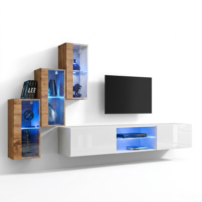 3x Wandschrank Wohnzimmermöbel Wohnwand 210 cm Einrichtung Luxus TV-Ständer
