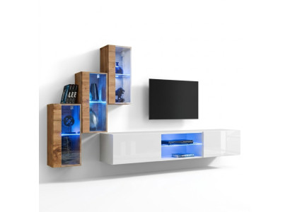 3x Wandschrank Wohnzimmermöbel Wohnwand 210 cm Einrichtung Luxus TV-Ständer
