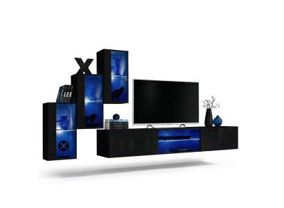 Luxus 3x Wandschrank Möbel Einrichtung Wohnzimmermöbel Schwarz Wand Regale