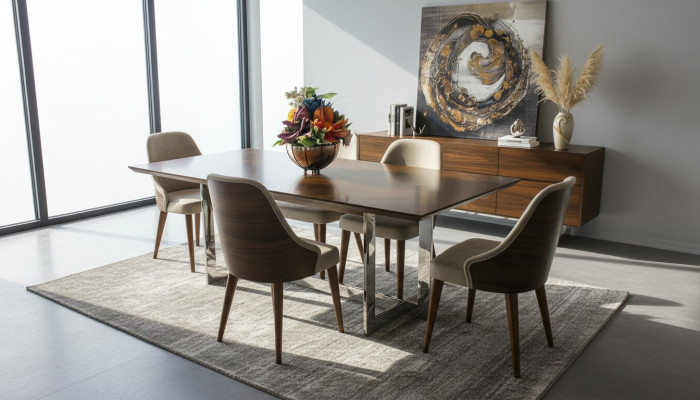 Komplett Set Esstisch Luxus Esszimmer Design Möbel Sideboard 4x Stühle