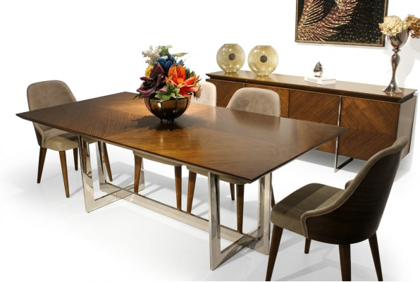 Komplett Set Esstisch Luxus Esszimmer Design Möbel Sideboard 4x Stühle