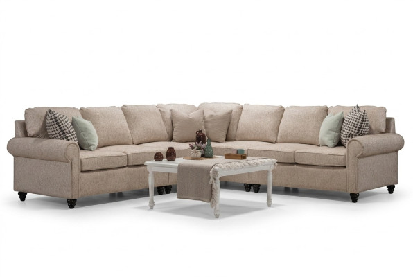 Modern Wohnzimmer Ecksofa-L-Form Design Beige Möbel Luxus Sofa Einrichtung