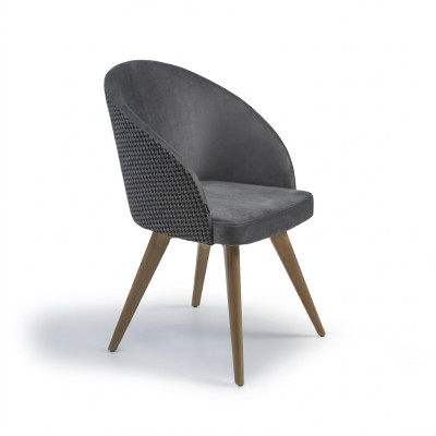 Designer Luxus Esszimmer Stuhl mit Armlehnen Grau Modern Polstersitz