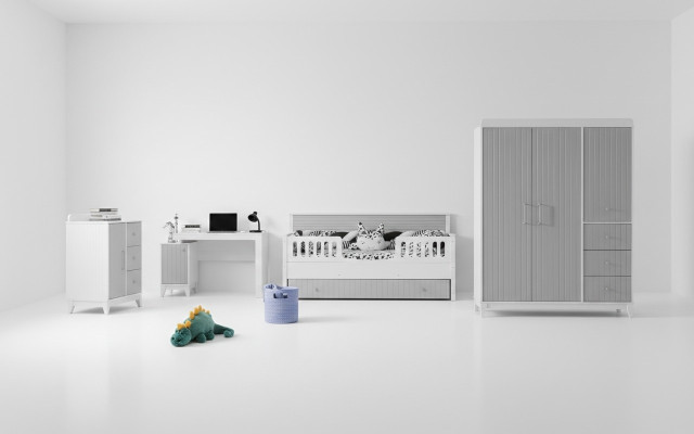 4tlg. Kinderzimmer Ensemble: Komplettmöbel-Set für perfekte Einrichtung