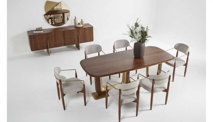 Modern Esszimmer Set Besteht aus Esstisch 6x Stühle Spiegel Anrichte