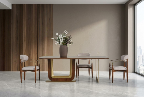  Modern Esszimmer Set Perfekte Esstisch und 4x Stühle Braun Farbe 5tlg.
