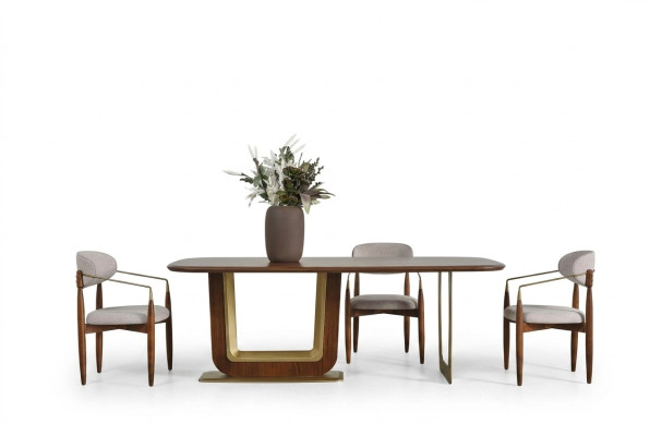  Modern Esszimmer Set Perfekte Esstisch und 4x Stühle Braun Farbe 5tlg.