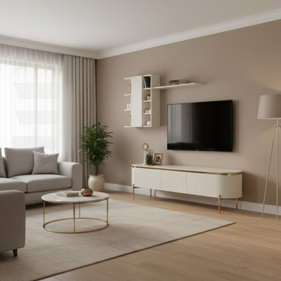 2tlg.Wohnzimmer Set Besteht aus TV Lowboard+Wandschrank mit Regal neu