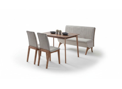 Moderne Weiße Esszimmer Garnitur Designer Esstisch 2x Stühle Bank 4tlg