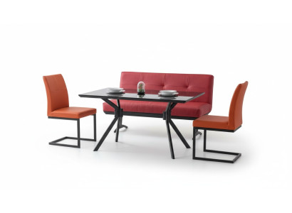Moderne Esszimmer Möbel Schwarzer Esstisch Kunstleder Stühle Luxus Bank