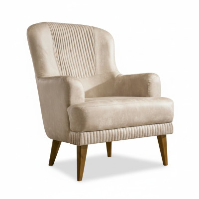 Beiger Einsitzer Designer Sessel Wohnzimmer Stilvoller Polstersitzer