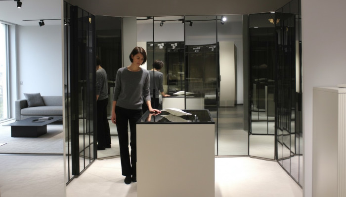 Exklusiver Glasschrank Schlafzimmer Garderobenschrank Designer Kommode