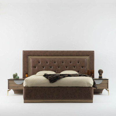 Bett 2x Nachttische 3tlg.Schlafzimmer Set Design Luxus Schlafzimmer Neu