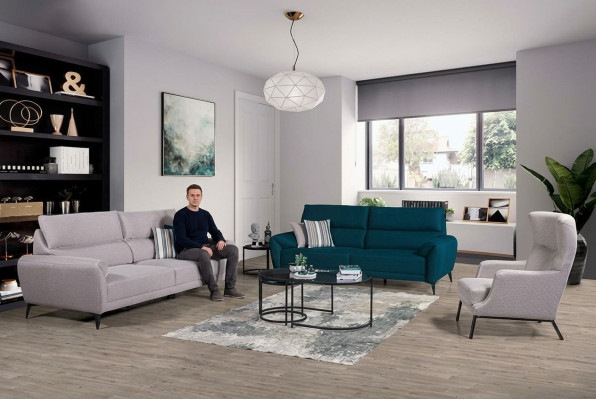  Stilvolles Wohnzimmer Sitz Set 2x 3-Sitzer Sofas Sessel 3tlg Garnitur