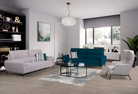  Stilvolles Wohnzimmer Sitz Set 2x 3-Sitzer Sofas Sessel 3tlg Garnitur
