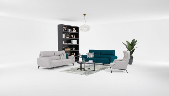  Stilvolles Wohnzimmer Sitz Set 2x 3-Sitzer Sofas Sessel 3tlg Garnitur