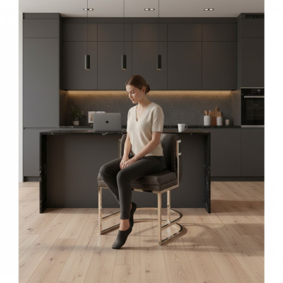 Luxus Stuhl Braun Farbe Modern Möbel mit Metallrahmen für Esszimmer