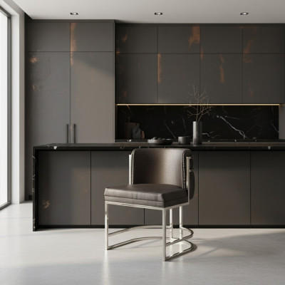 Luxus Stuhl Braun Farbe Modern Möbel mit Metallrahmen für Esszimmer