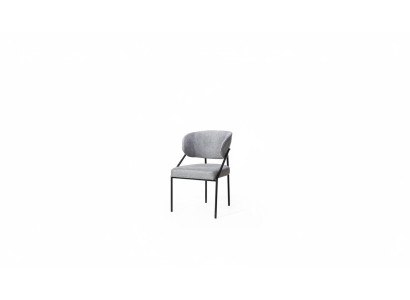Grauer Polsterstuhl Esszimmer Designer Stühle Metallgestell Luxus Möbel