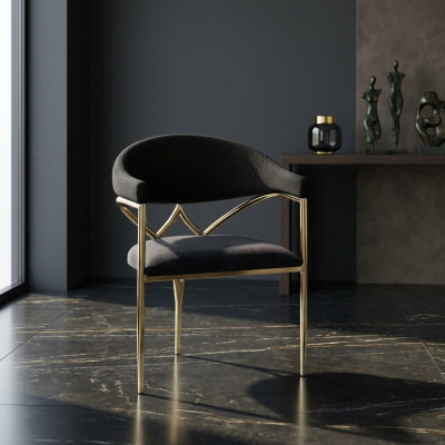 Schwarzer Edelstahlstuhl Holzrahmen Esszimmer Stühle Moderne Einsitzer