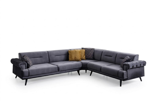Exklusives Graues Ecksofa L-Form Designer Sofa Moderne Wohnzimmer Couch