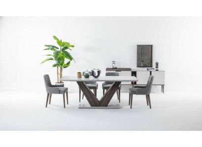 Luxus Esszimmer Set Esstisch 4x Stühle + Anrichte mit Spiegel Neu Set