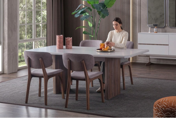 Designer Esszimmer set Besteht aus 5tlg. Esstisch und 4x Modern Stühle
