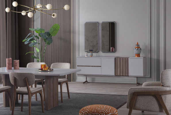 Esszimmer set Essgarnitur Gruppe Tisch Stühle 8tlg. Modern Möbel Essgruppe