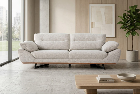 Komfort Designer Sofa 3 Sitzer Couch Polster Sofas Design Weiß in Wohnzimmer