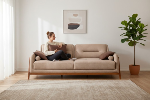Designer Sofa 3 Sitzer Luxus Polster Braun Couch Wohnzimmer Möbel