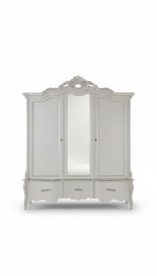 Weißer Kleiderschrank Massivholz Möbel Schlafzimmer Designer Glastüren