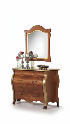Schlafzimmer Möbel Kommode mit Spiegel Luxus klassische Möbel Set 2tlg