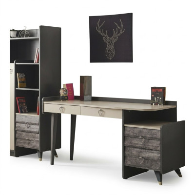 Modern luxuriöse Grau Holz Schreibtisch Schlafzimmer Möbel Stilvoll Neu
