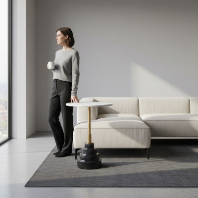 Beistell Tische Wohnzimmer Rund Hochwertig Modern luxus Couchtisch Marmor