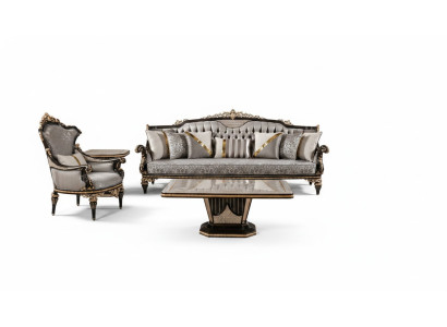 Chesterfield Sofagarnitur 3+1 Sitzer Couchtisch Sofagarnitur 3tlg Grau