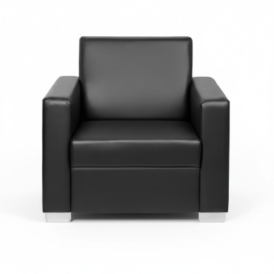 Schwarzer Ledersessel Designer Polster Einsitzer Wohnzimmer Relax Sitzer