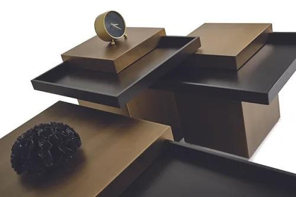 Modernes Couchtisch-Set Wohnzimmer Luxus Möbel 3x Holz Beistelltische