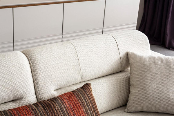 Weiße Exklusive Wohnzimmer Textil Garnitur 3-Sitzer Luxus Sessel 2tlg