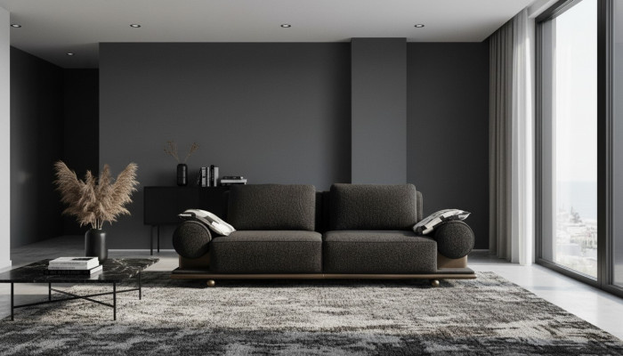 Modern Sofa 3 Sitzer Schwarz Hochwertig Polster Sofas Design Textil neu