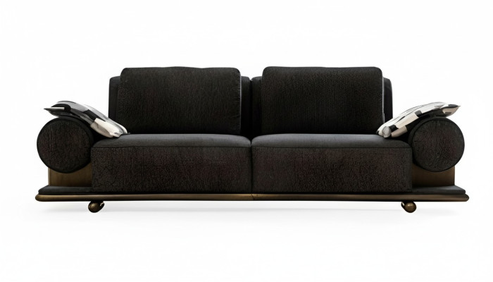 Modern Sofa 3 Sitzer Schwarz Hochwertig Polster Sofas Design Textil neu
