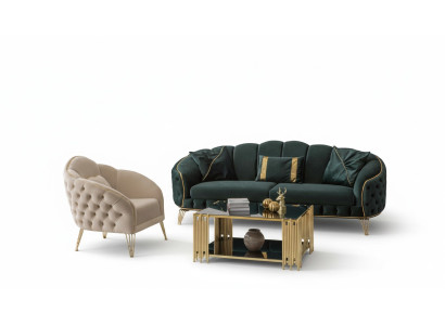 Modern Wohnzimmer Set Sofa 3 Sitzer Sessel Textil Sessel Wohnzimmer Neu