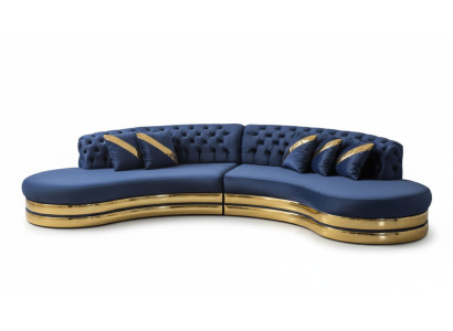 Blaues Halbrundes Chesterfield Sofa Designer Weißer Sessel 2tlg Set Neu