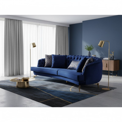 Halbrunder Chesterfield Blauer 4-Sitzer Designer Polster Edle Couch Neu