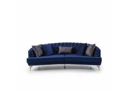 Moderne Blaue Couchgarnitur Luxuriöse Viersitzer Textilsofas Viersitzer