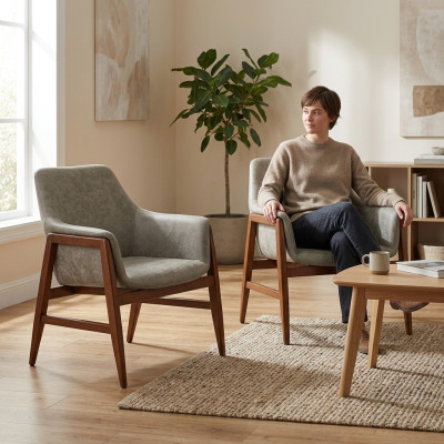 Esszimmerstuhl 2x Stühle Küchenstuhl Lehnstuhl Holz Stoff Modern Grau Stuhl