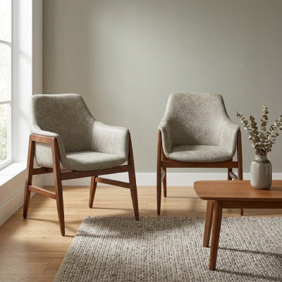 Esszimmerstuhl 2x Stühle Küchenstuhl Lehnstuhl Holz Stoff Modern Grau Stuhl