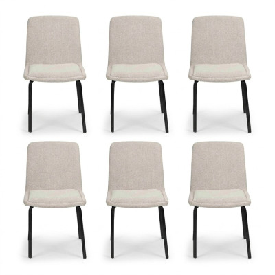 Garnitur Metall Lehn Polster Weiß Stühle Esszimmer Textil Set 6x Sessel Stuhl