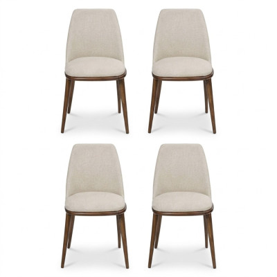 Weiße Stuhlgarnitur Designer 4x Küchenstühle Luxus Sitzmöbel Holzgestell
