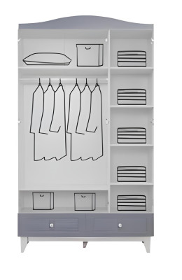 Modern Kinderzimmer 2tlg Möbel Komplettzimmer Mehrfarbig Kleiderschrank Kommod